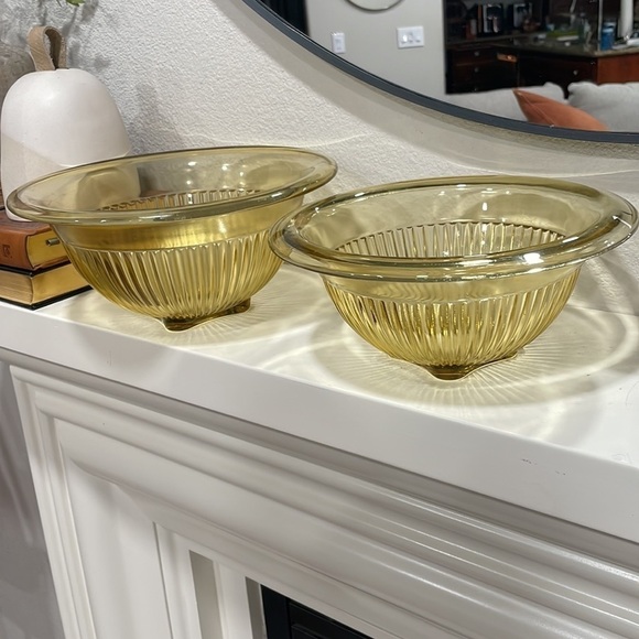 VINTAGE federal glass yellow depression ribbed bowls - Picture 1 of 11